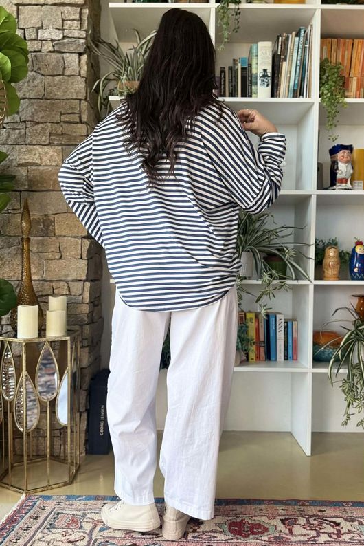  Perfect Breton V Long Sleeve Top Dark Denim /15